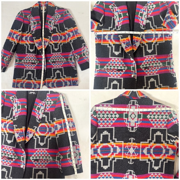Vntg Pendleton Knockabouts Southwest Wool Blazer Southwestern Blanket USA sz M - Picture 15 of 15